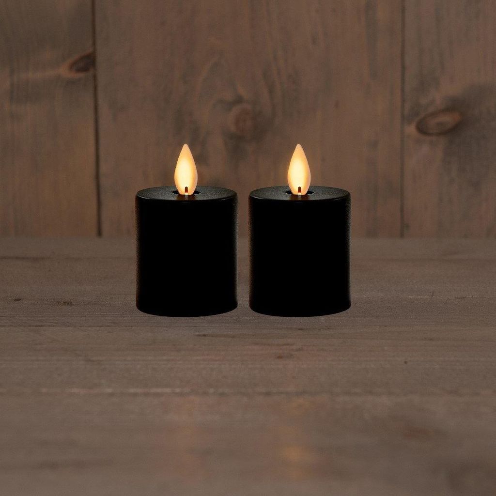 B.O.T. 2Pcs Candle kaarss Black 4,5X8 cm Moving Flame Productafbeelding 