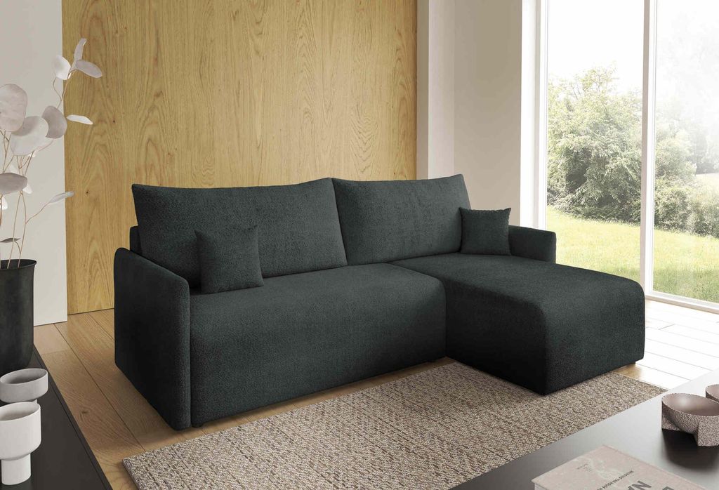 FurMeb24 ECKSOFA RAVENA - 212 x 145 cm abriamo 08 - mit schlaffunktion und bettkasten