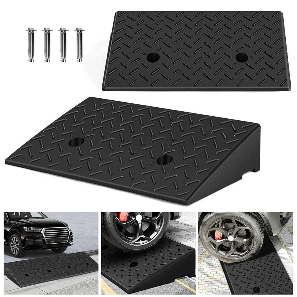 Ikodm 2x Auffahrrampe Bordsteinrampe 49*30*11cm Rampe Verladerampe Laderampe Set Paar Rollstuhlrampe