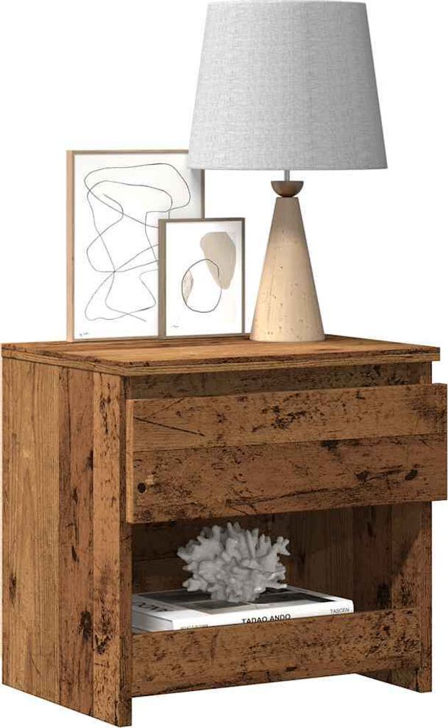 Möbel Nachttisch Altholz-Optik 40x30x39 cm Holzwerkstoff - Nachttische & -schränke 856406