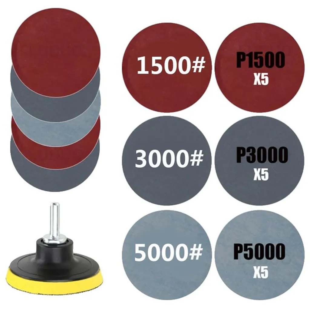 Papiers de verre ronds 150 mm grains fins - Fixation velcro lot de 16