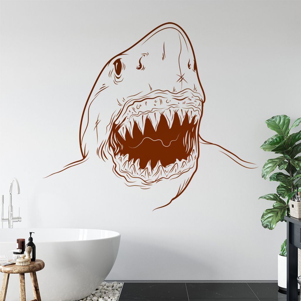 hauptsachebeklebt KIWISTAR Haifisch Angriff aggressiv Wandtattoo in 6 Größen - Wandaufkleber Wall Sticker - Dekoration, Küche, Wohnzimmer, Schla...