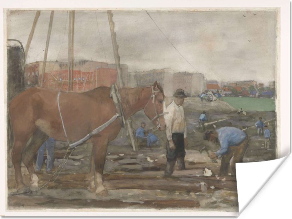 MuchoWow Poster Baustelle Oud-West in Amsterdam - Gemälde von George Hendrik Breitner 120x90 cm - Wandbild