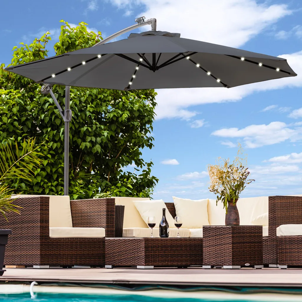 Ombrellone LED 300cm Sospeso Antracite - Design Giardino da Sogno