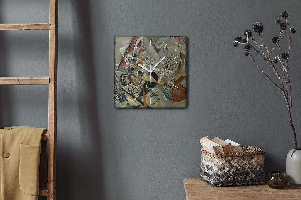 Coloray Hodiny Unikátní 30x30 cm Tiché hodiny Pro obývací pokoj a kuchyň Nástěnné hodiny Plátno Bílé ručičky hodin - Abstrakce zvířat