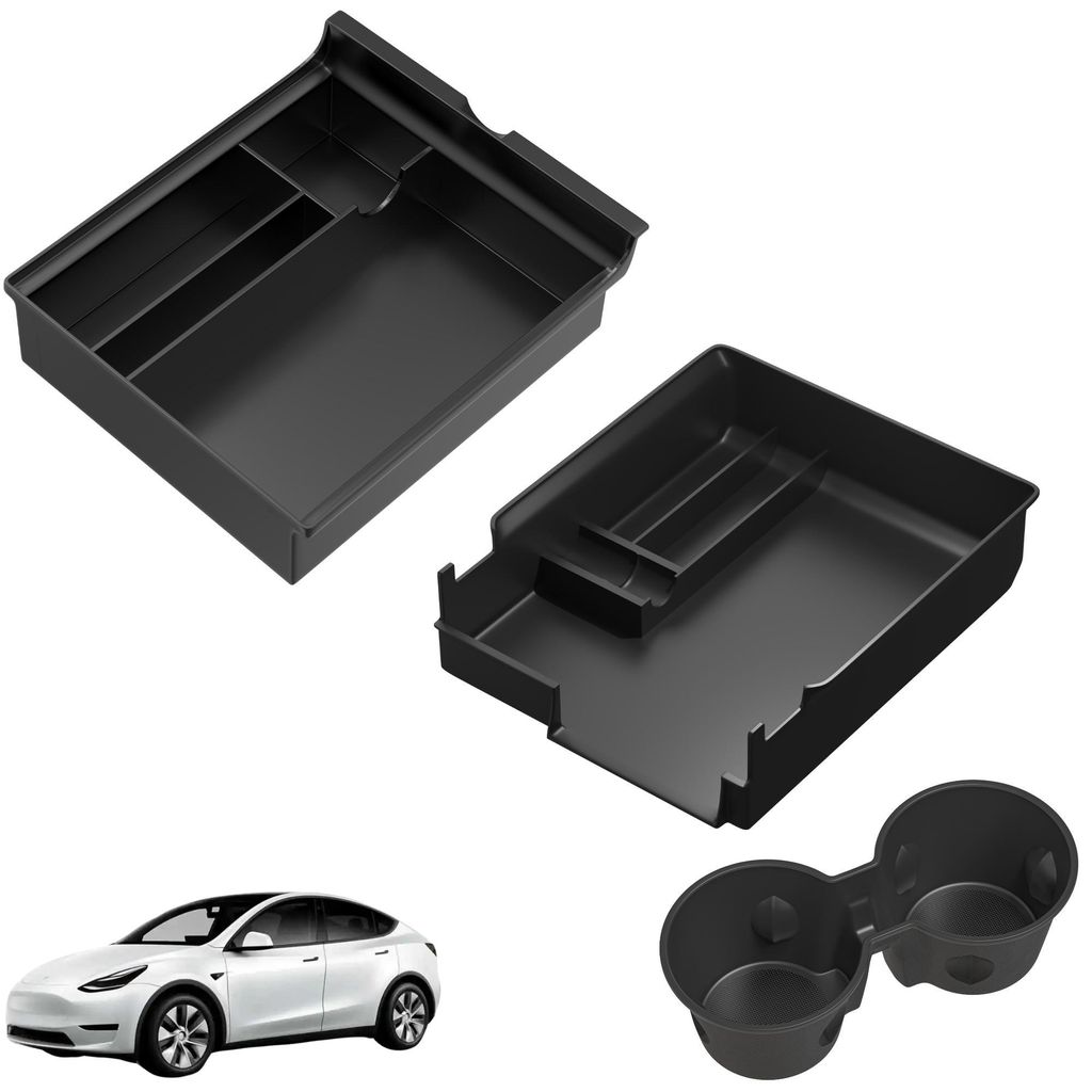 Kompatibles Zubehör für Tesla Model Y und Model 3 – Organizer für die Mittelkonsole des Autos, Ablagefach, Getränkehalter Phonillico