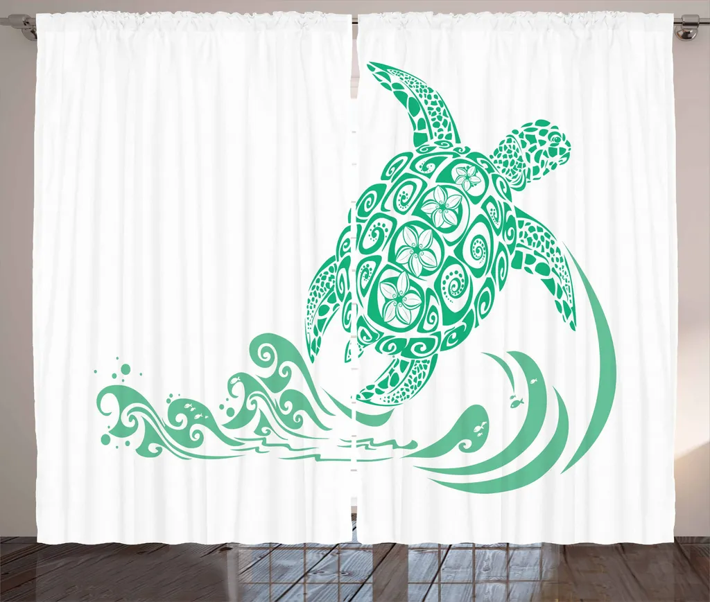 Tenda Rustica ABAKUHAUS Tartaruga e Plumeria 280x175cm per Soggiorno