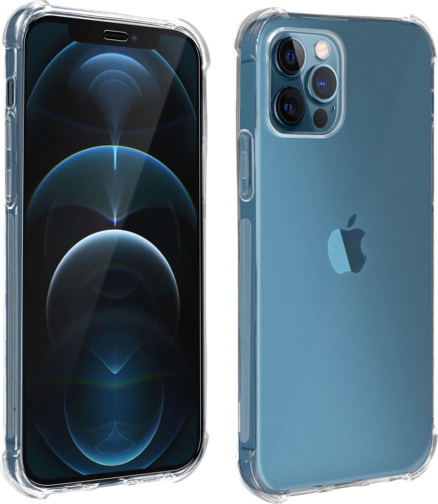 Avizar, Premium Schutz-Set für iPhone 12 Pro Max Schutzhülle + Schutzfolie, Transparent