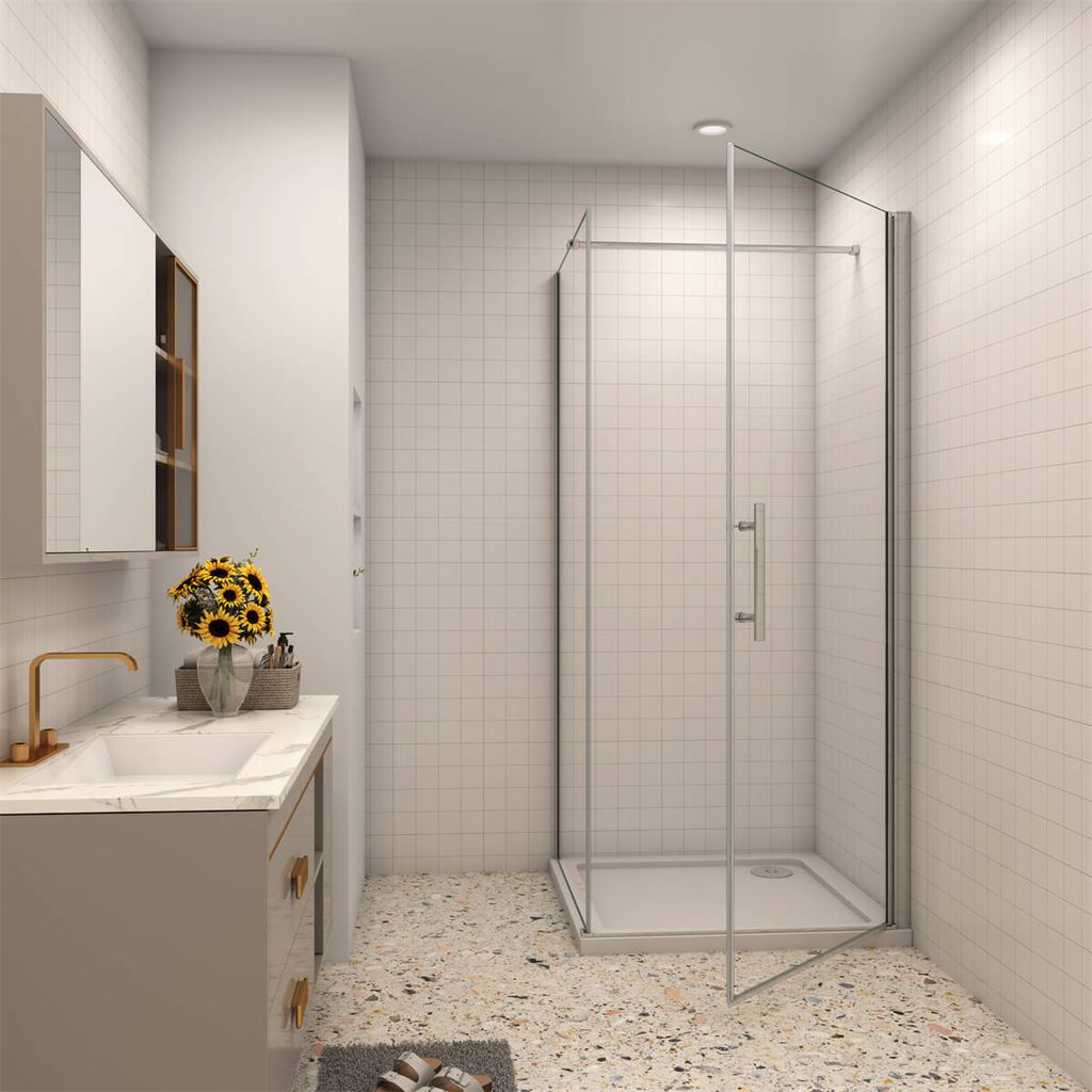 76x70cm 195cm 6mm Eckeinstieg Eckdusche Drehtür Duschkabine Nano Glastür