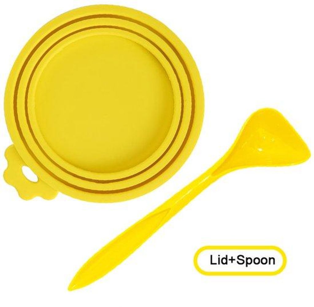 Tierbedarf-Serie - Wiederverwendbares Schraubdeckel und Schöpfkopf für Haustiere - Gelb - Set: 1 Deckel und 1 Schöpfkopf