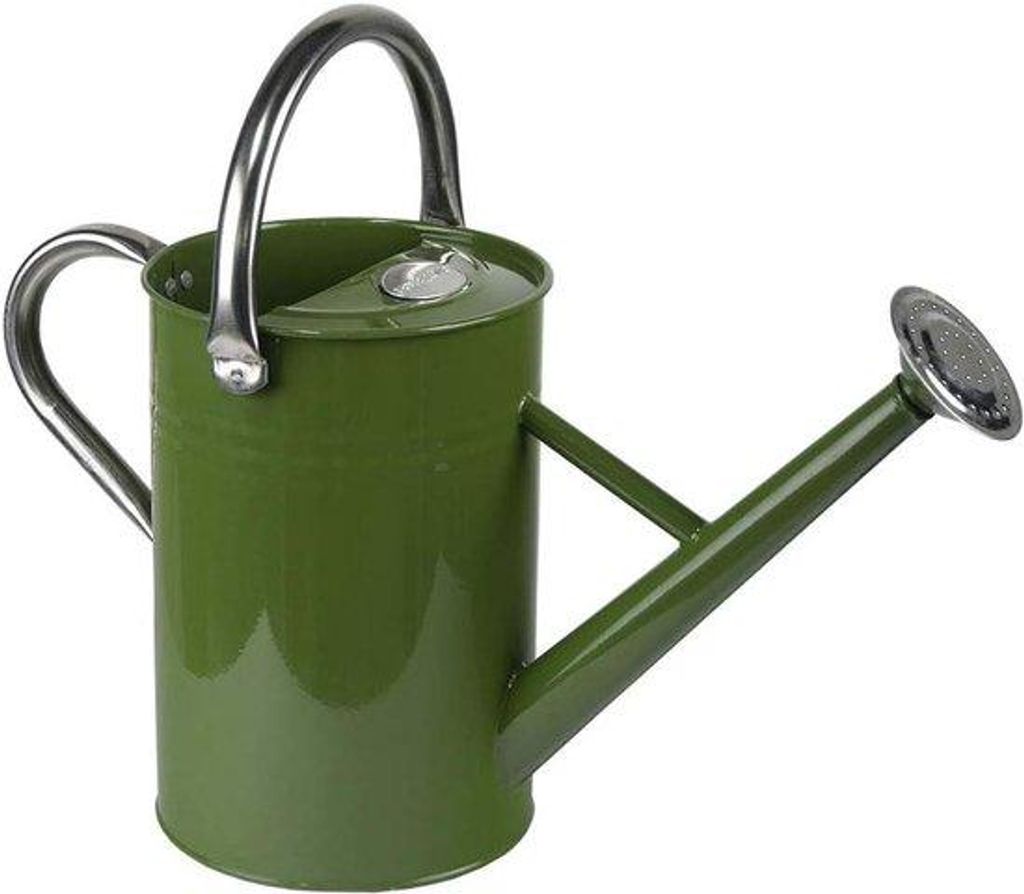 Gießkanne 4,5 Liter aus verzinktem Stahl Silber mit Faltschlauch und Brause