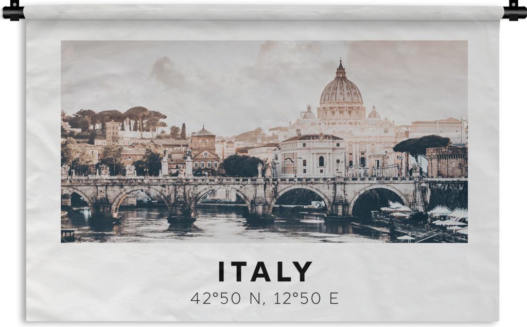 MuchoWow Wandteppich Wandbehang Rom - Skyline - Italien - Sommer 150x100 cm Tapisserie Dekoration Wandtuch - Waschbar - Tapisserien - Wand-Decke