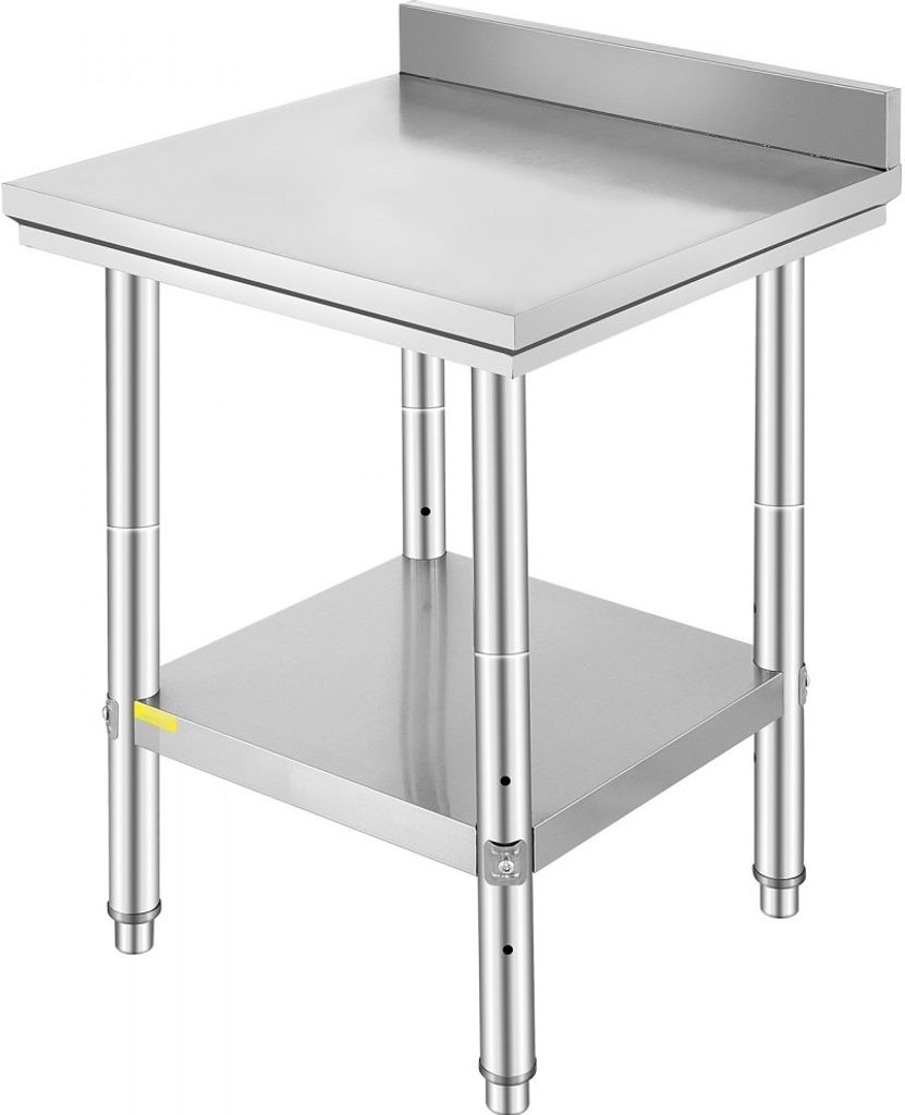 Edelstahl Arbeits- und Basteltisch - 60 cm x 60 cm - Mit Aufkantung - Ideal für Mahlzeiten, Nähen, Waschen, Basteln, Garage etc.