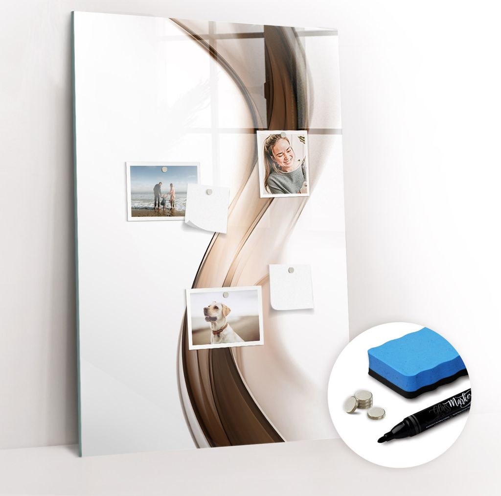 Magnetische Wandtafel - Schwarzer Marker + Schwamm + Magnete - 60 x 90 cm - Abstraktion Wolle
