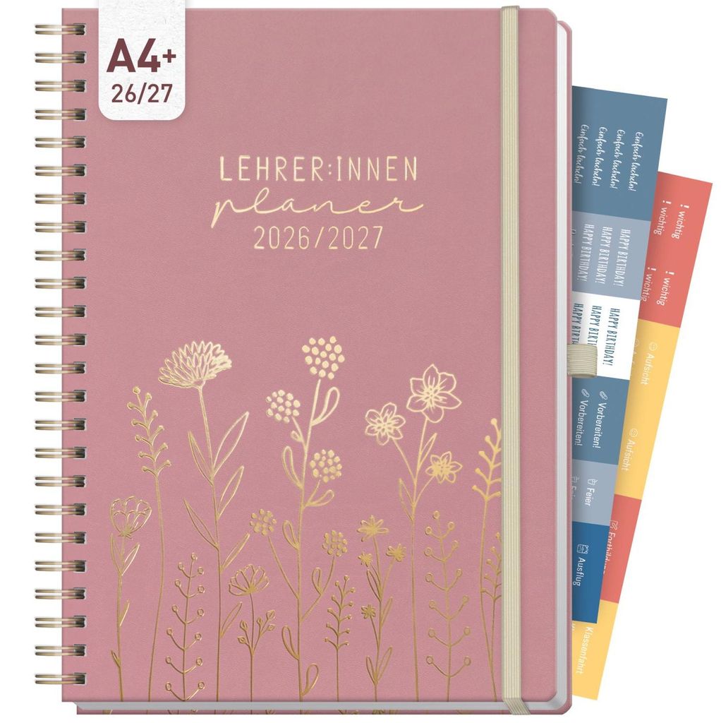 Häfft Lehrer-Planer Deluxe 2026/2027 / A4+ / Fine Flowers rosé