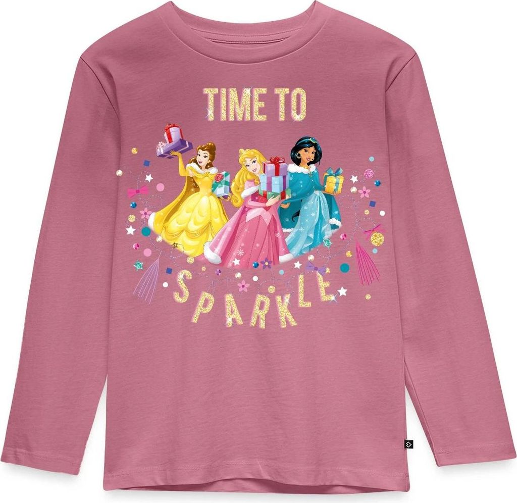 Belle, Aurora & Schneewittchen Time To Sparkle Kinder Premium Langarmshirt, 98/104 (2 Jahre), Mauve
