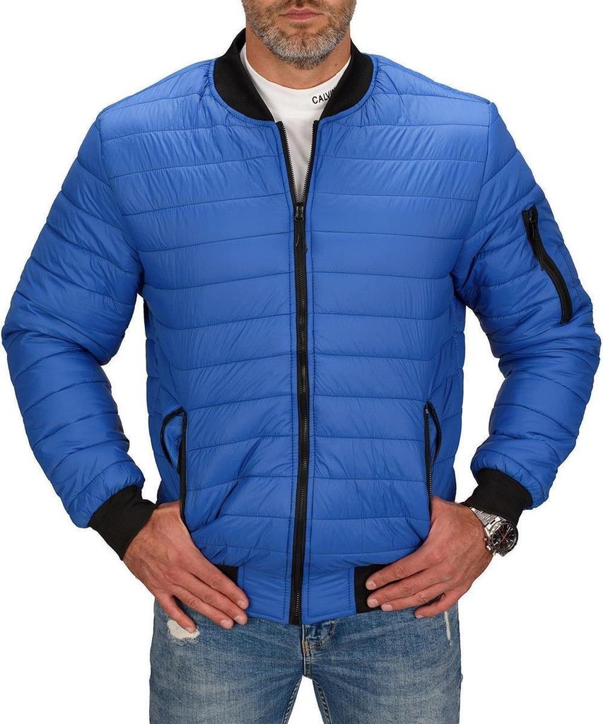 Herren Sportjacke Übergangsjacke Sweatjacke Steppjacke Jacke Bomberjacke Blau XXL
