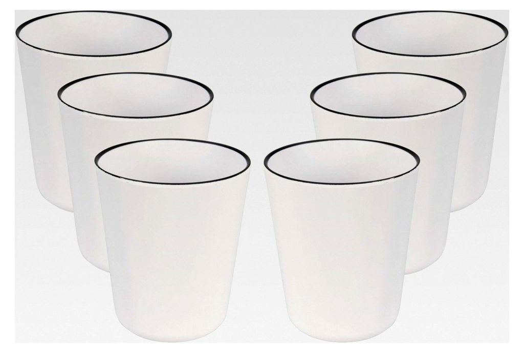 Bruchsicheres Camping-Geschirr Set aus Melamin - wiederverwendbar - spülmaschinenfester Kunststoffbecher (6 x Becher (9 x 10,5 cm))