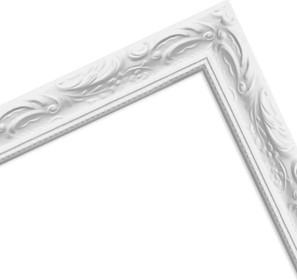 Cornice Legno Barocco H530 20x20 Bianco Vetro Antiriflesso Shop - 2