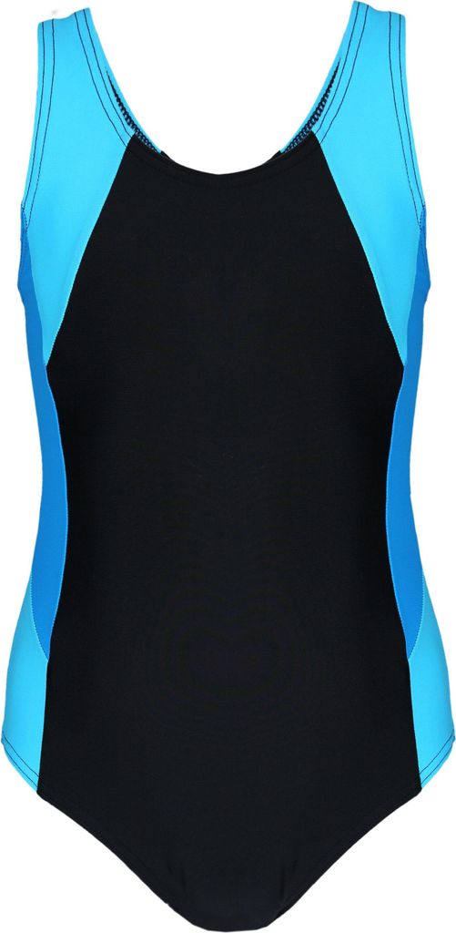 Aquarti Mädchen Badeanzug mit Ringerrücken, Farbe: Schwarz / Türkis / Himmelblau , Größe: 146