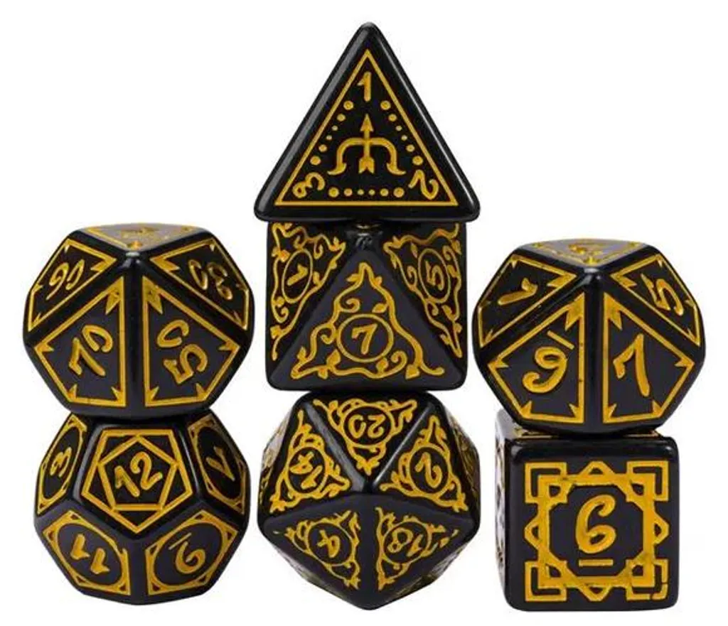 Dés polyédriques de collection Cryptic Knots Golden Cuirass pour JDR