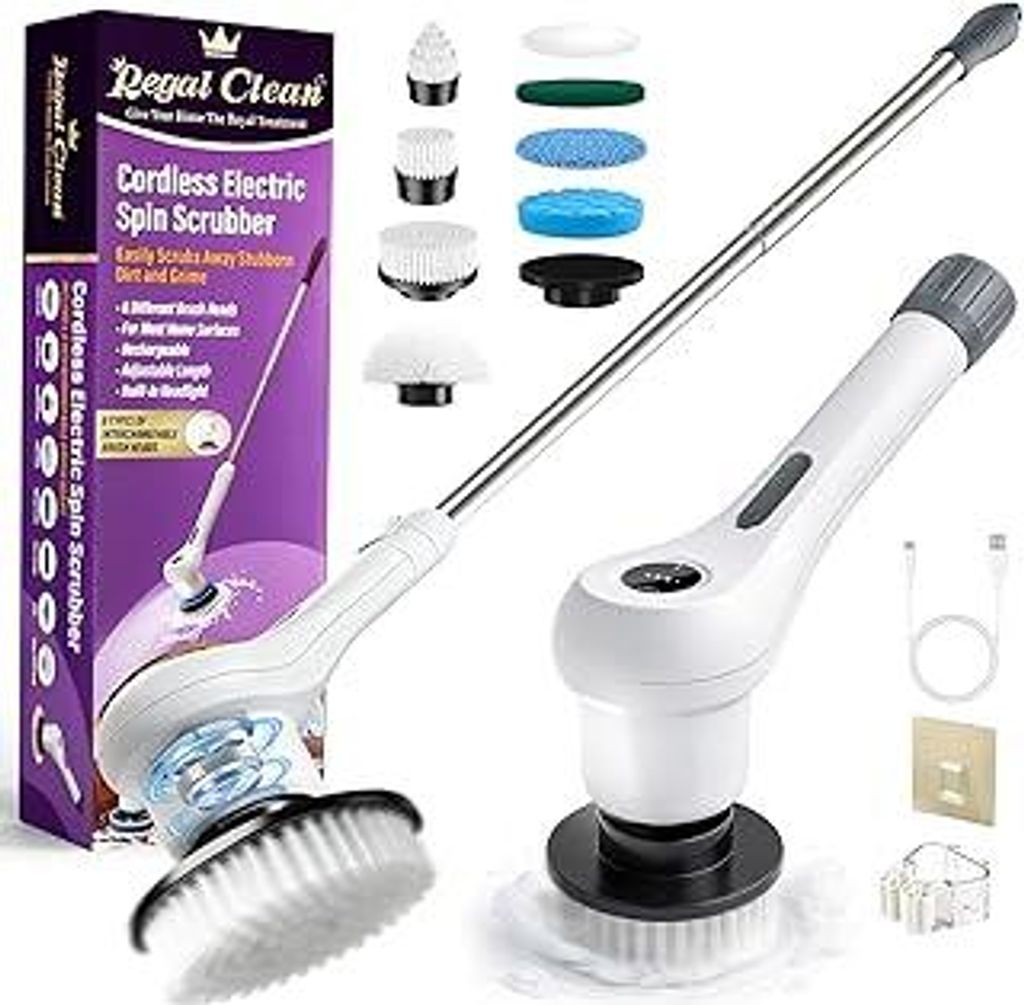 Elektrische Reinigungsbürste, 8 in 1 Putzbürste Elektrisch, Electric Cleaning Brush IPX7 Wasserdichter mit Austauschbaren Bohrbürstenköpfen und...