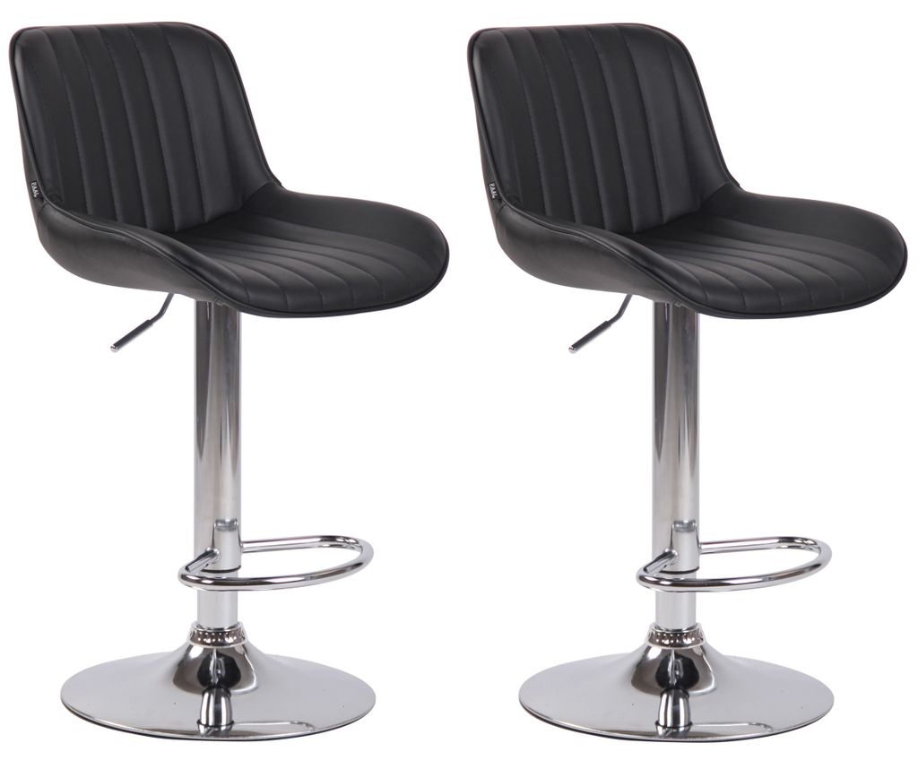 CLP 2er Set Barhocker Lentini Kunstleder drehbar mit Höhenverstellung Farbe:schwarz;Gestell Farbe:chrom
