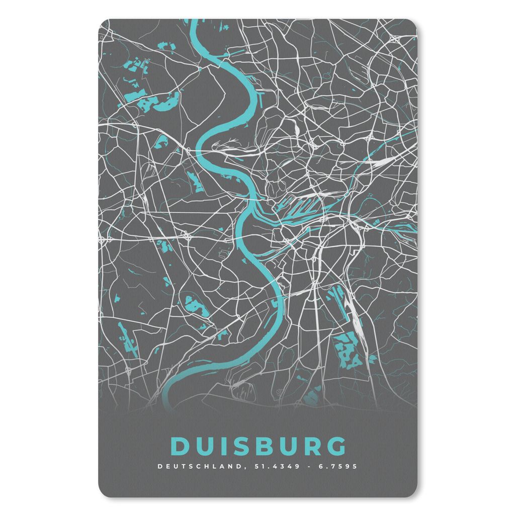 MuchoWow Mauspad Mousepad Deutschland - Blau - Duisburg - Stadtplan - Karte 40x60 cm - Mousepads - Maus Mat - Pad - Mausunterlage - Schreibtisch ...