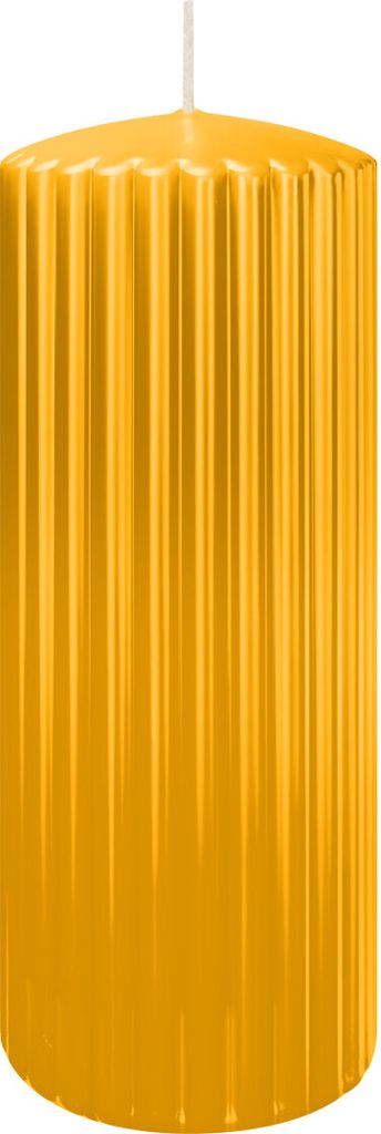 Rillen Kerzen Gelb 200 x Ø 80 mm, 4 Stück