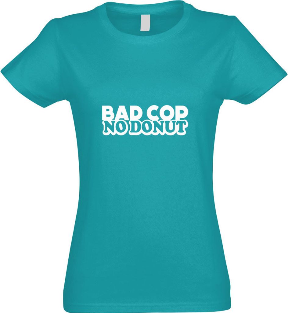 Kiwistar - T-Shirt tailliert - Damen - türkis - Bad Cop - No Donut - mit Motiv Bedruckt - Funshirt Design - Sport - Freizeit - Damen - XXL