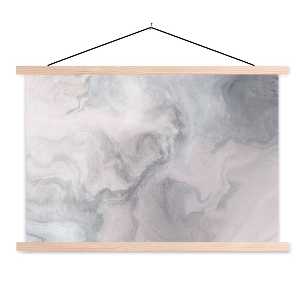 MuchoWow Textilposter Wolken - Abstrakt - Malen 120x80 cm mit holzfarbenen Rahmen - Aufhängeset