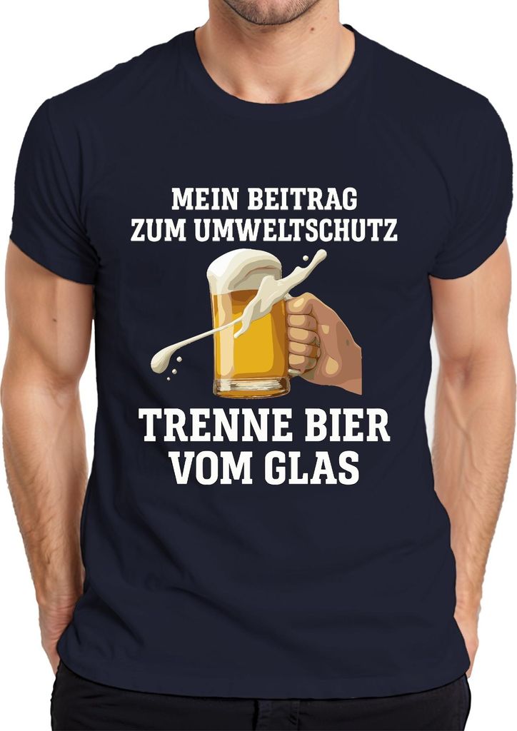 Trenne Bier vom Glas Mein Beitrag Umweltschutz Bierkrug Bierfan Herren T-Shirt, Navy, XXL