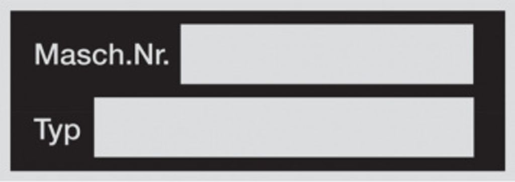 Dreifke Typenschild, Maschinennummer & Typ, 26 x 74 mm, Aluminium eloxiert -...