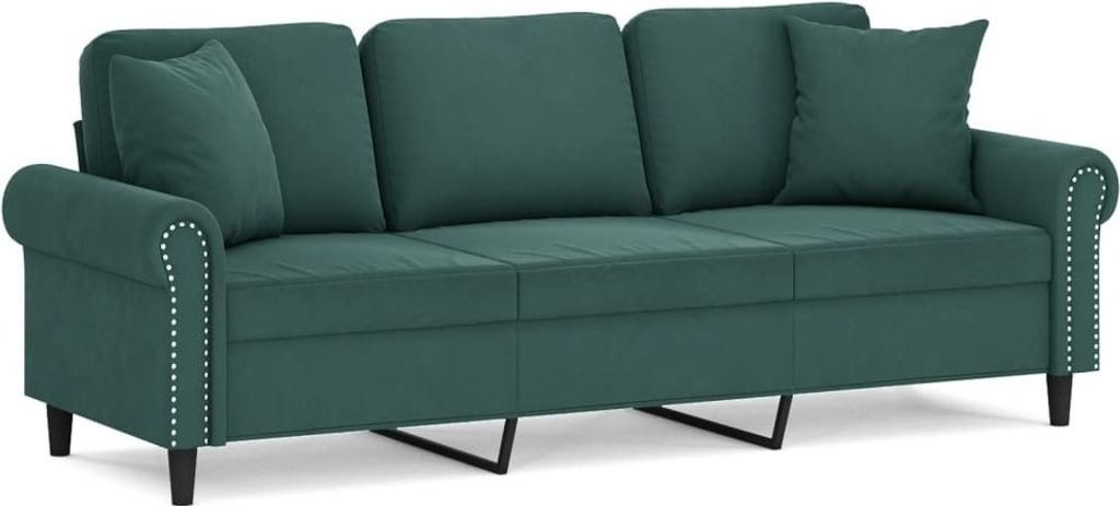 3-Sitzer-Sofa mit Zierkissen Dunkelgrün 180 cm Samt