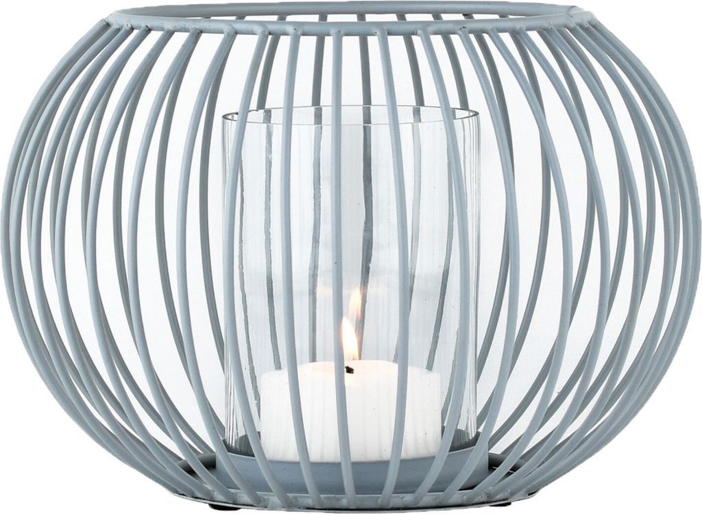 Marrakesch Skandinavische Deko Windlichter Metall Draht & Glas 20cm groß grau | Windlicht Teelichthalter Spectro als Gartendeko & Wohnzimmer Tisch...