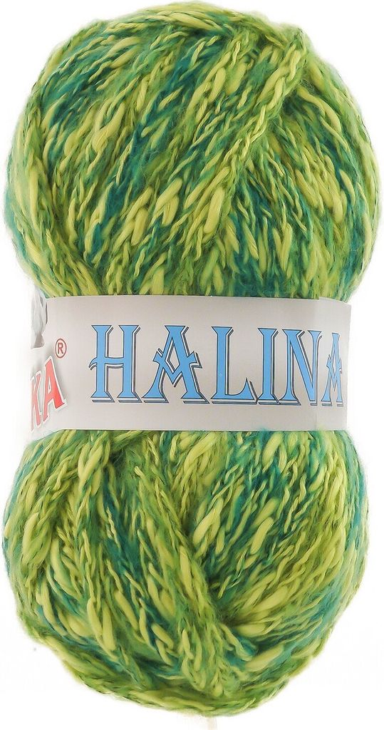 100g Strick-Garn Halina by Vlnika Strick-Wolle Wolle Farbauswahl, Farbe:708 gelbgrün-blaugrün