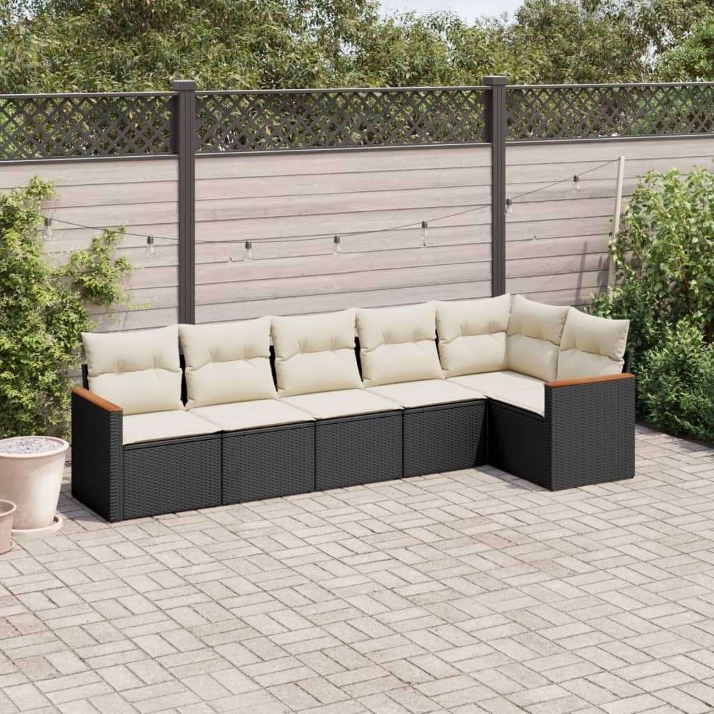 Maison Exclusive - 6-tlg. Garten-Sofagarnitur mit Kissen Schwarz Poly Rattan