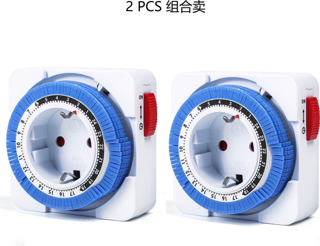 24 Stunden Mechanische Zeitschaltuhr Steckdose mit 96 Schaltsegmenten – Programmierbarer Timer AC230V 16A EU-Stecker