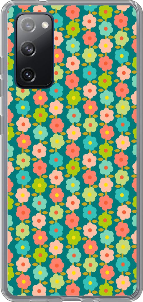 MuchoWow Handyhülle Schutzhülle Hülle für Telefoonhoesje Samsung Galaxy S20 FE Muster - Blumen - Retro - 1970er Jahre Silikon Softcase Handy ...