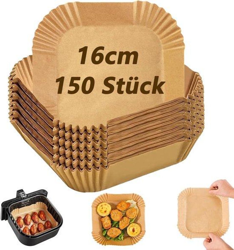 150 Stück Hitzebeständiges Fritteusenpapier für Luftfritteuse, 16 cm, Fritteusenpapier, Fritteusenpapierabdeckung