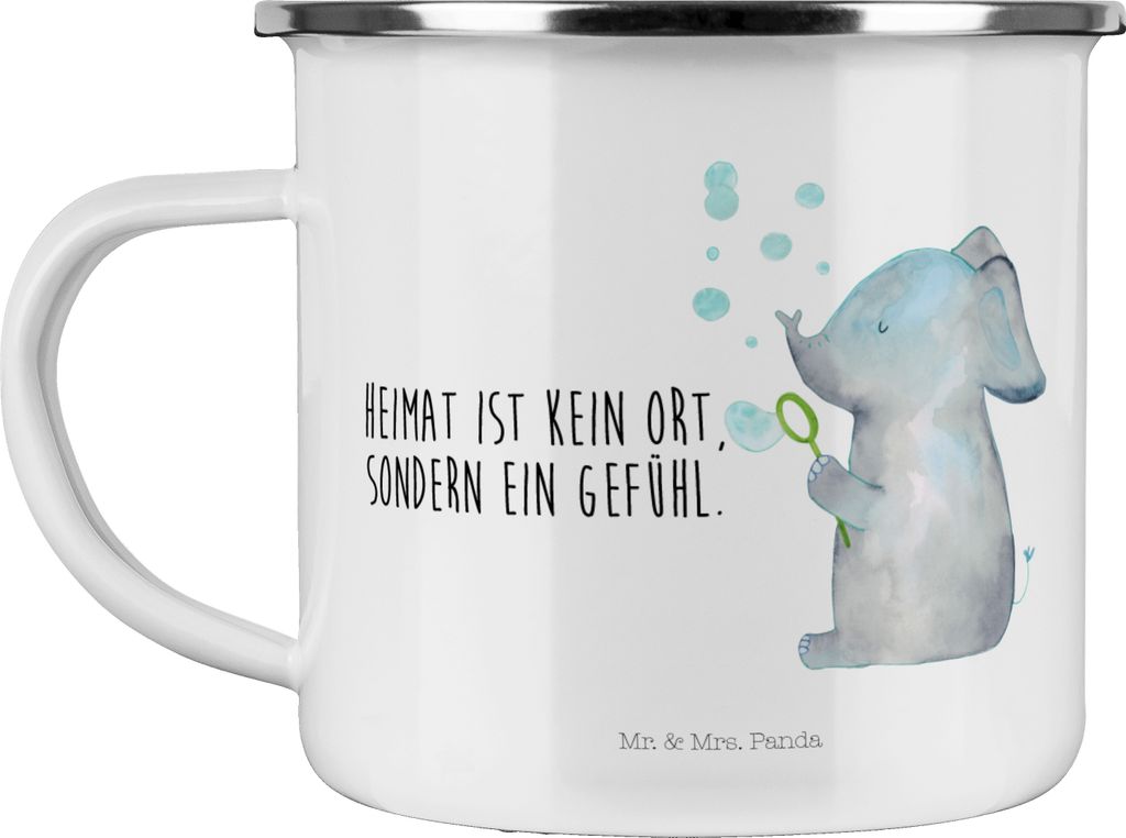 Mr. & Mrs. Panda Pott Elefant Seifenblasen - Weiß - Geschenk, Elefanten, Teetasse, Liebesspruch, Dickhäuter, Liebe, Lustige Sprüche, Emaille Tas...