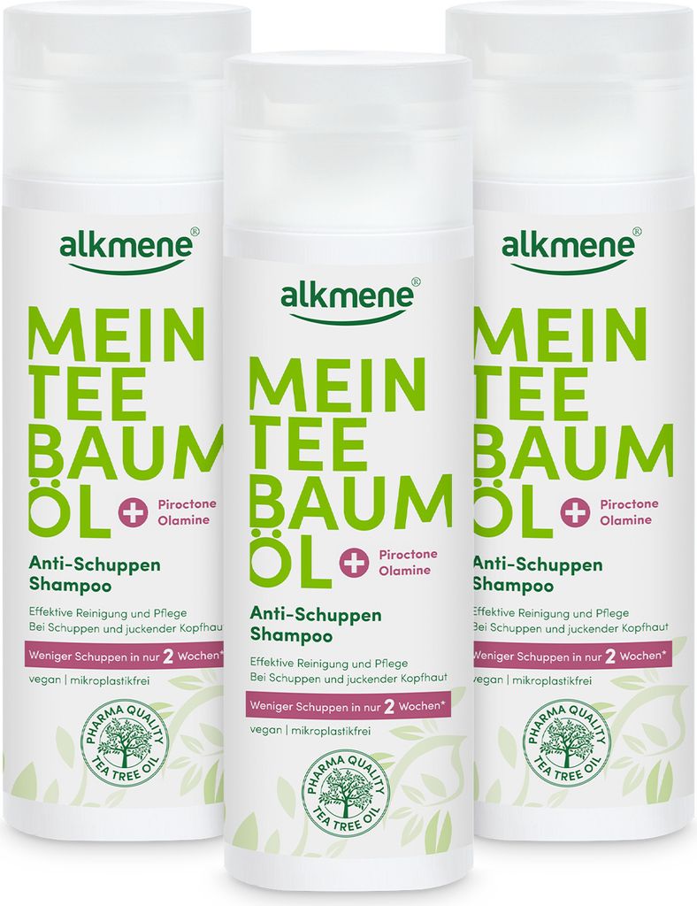 alkmene Mein Teebaumöl Anti Schuppen Shampoo 3x 200 ml Produktbild