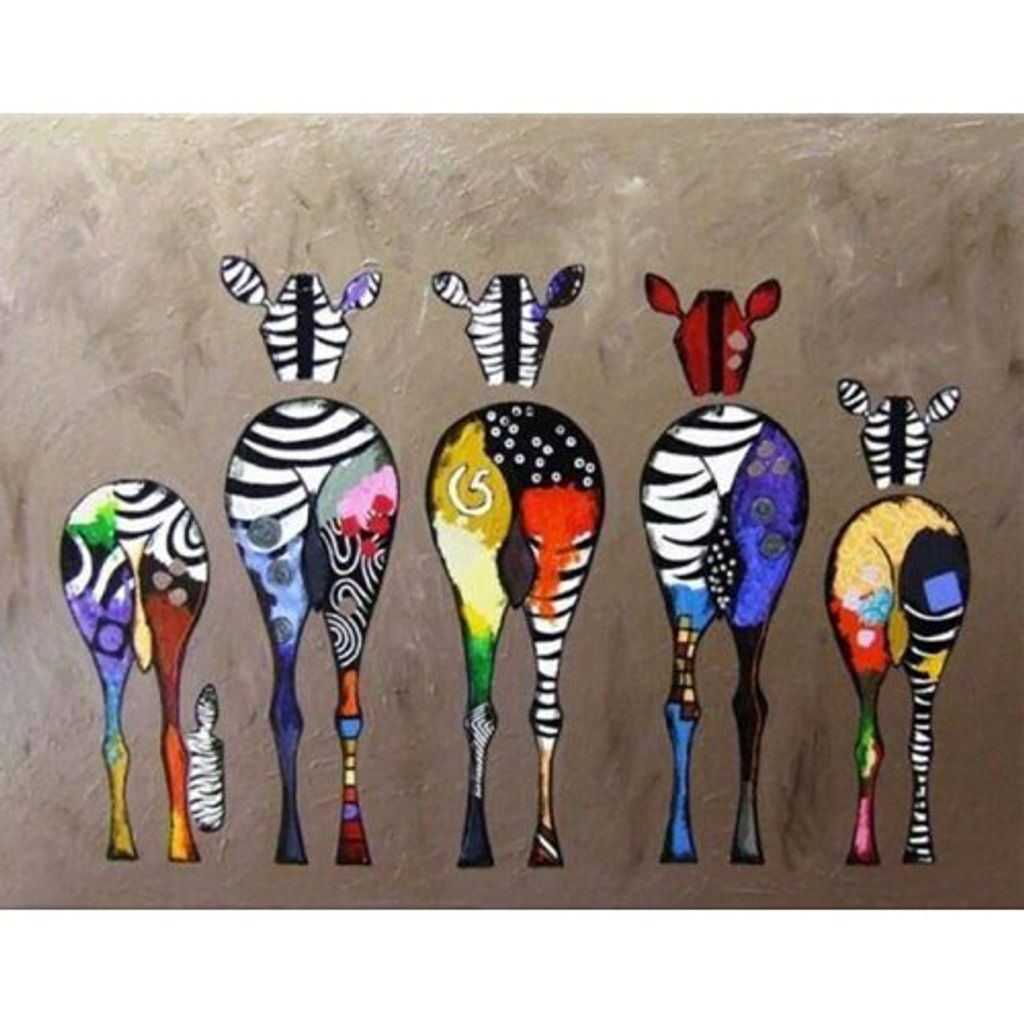 FiguredArt Malen nach Zahlen Zebras 50x40 cm DIY Kunstset für Erwachsene Kinder