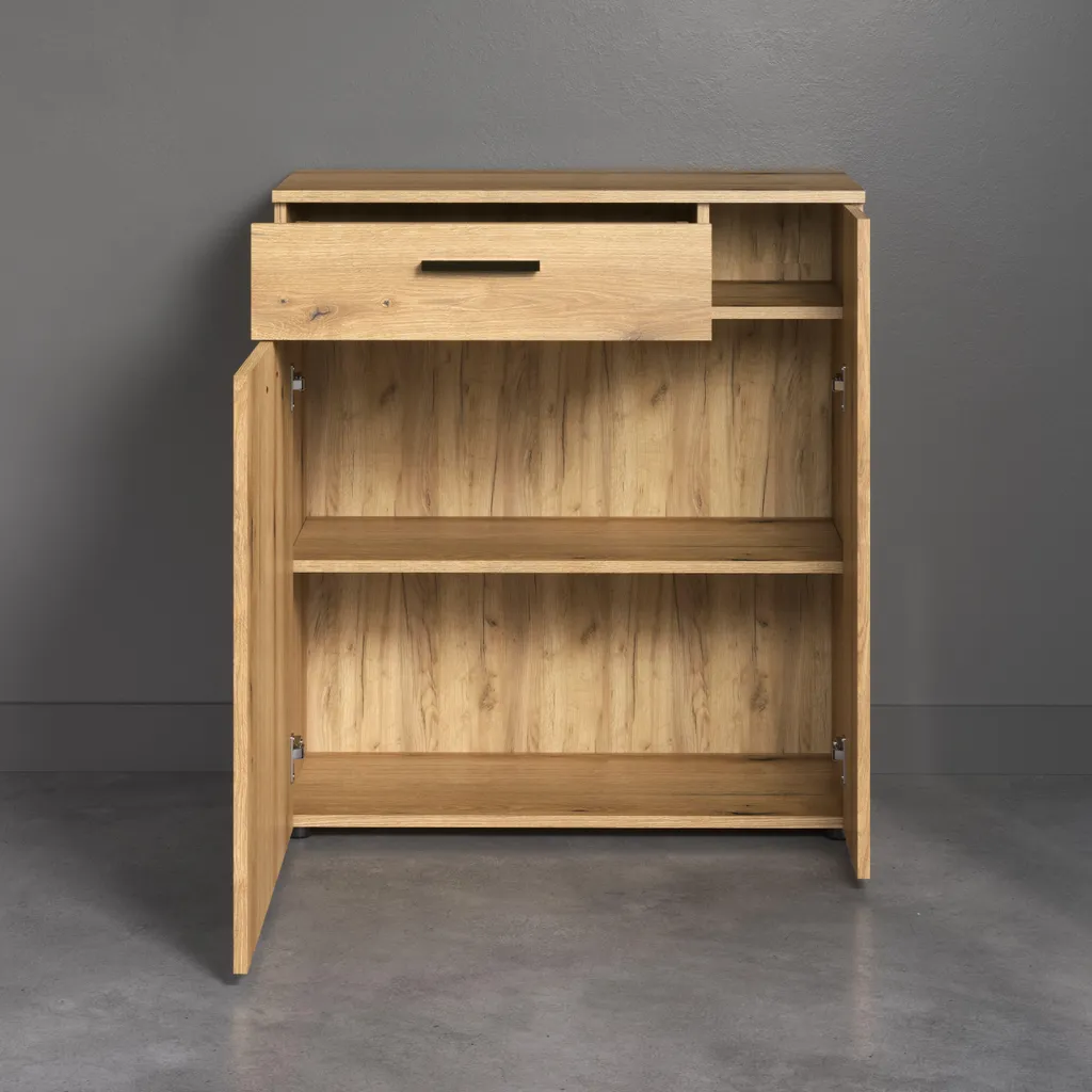 Buffet Bas de Rangement PureBliss 2 Portes 1 Tiroir - Finition Chêne - 7