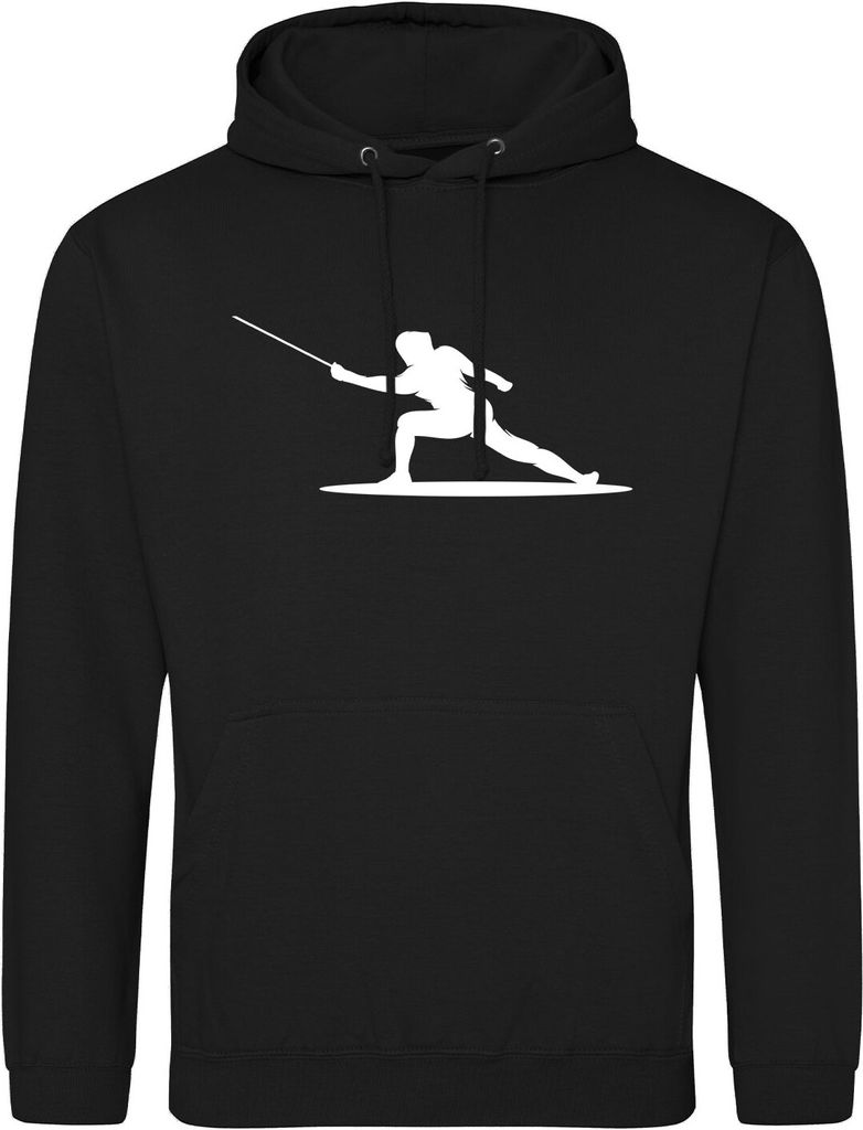 Huuraa Uni Hoodie Fechten Silhouette XL Deep Black Vegan Sweatshirt Geschenkidee