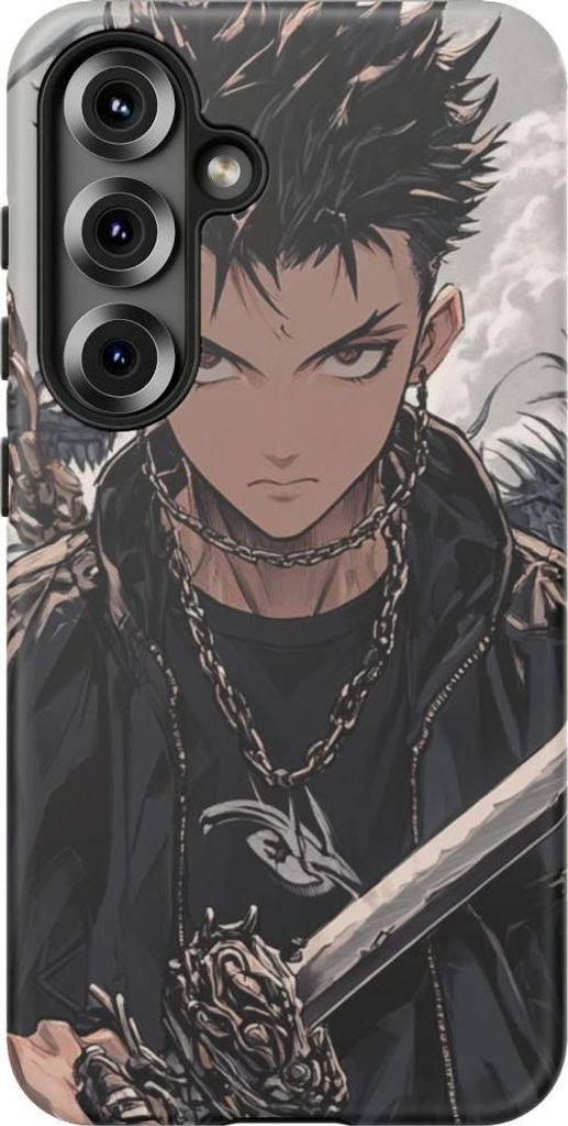 Anime-Krieger mit Schwert und Drachenkette – Hülle Kompatibel mit Galaxy S25