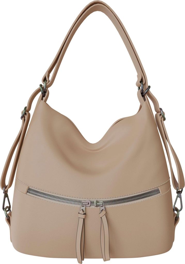 Damen Shopper Tasche groß Hobo Bag – vegane Leder Schultertasche mit Rucksackfunktion, 34x36x12 cm, geräumige Umhängetasche für Alltag & Bür...