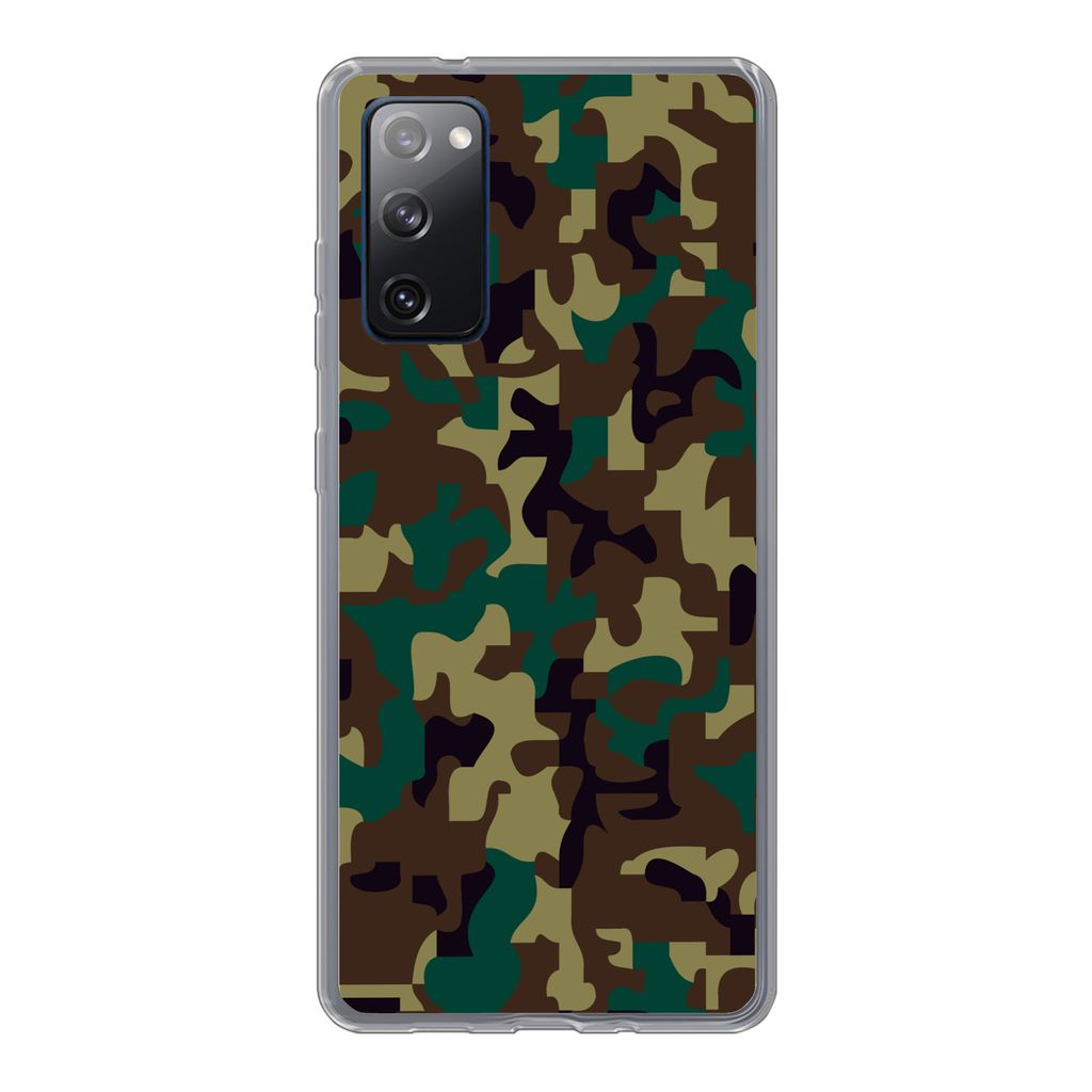 MuchoWow Handyhülle Schutzhülle Hülle für Samsung Galaxy S20 FE Camouflage-Muster mit dunklen Farben Silikon Softcase Handy Hülle - Abdeckung