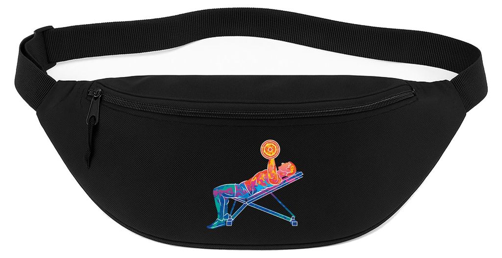 Huuraa Bauchtasche Fitness Training Bench Press bunte Silhouette 2,5 Liter Black Polyester Crossbody Bag Geschenkidee