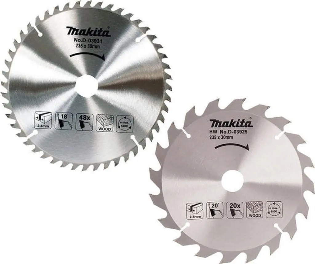 Lot de 2 lames carbure bois standard Ø235mm MAKITA D-20068 haute qualité